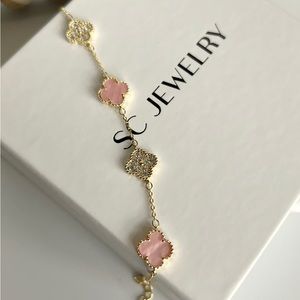 Mother Of Pearl Clover Pink Color Petite Clover Luxury Waterproof Jewelry